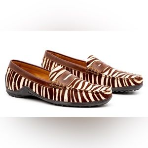 Martin Dingman Hair On brown zebra penny loafer